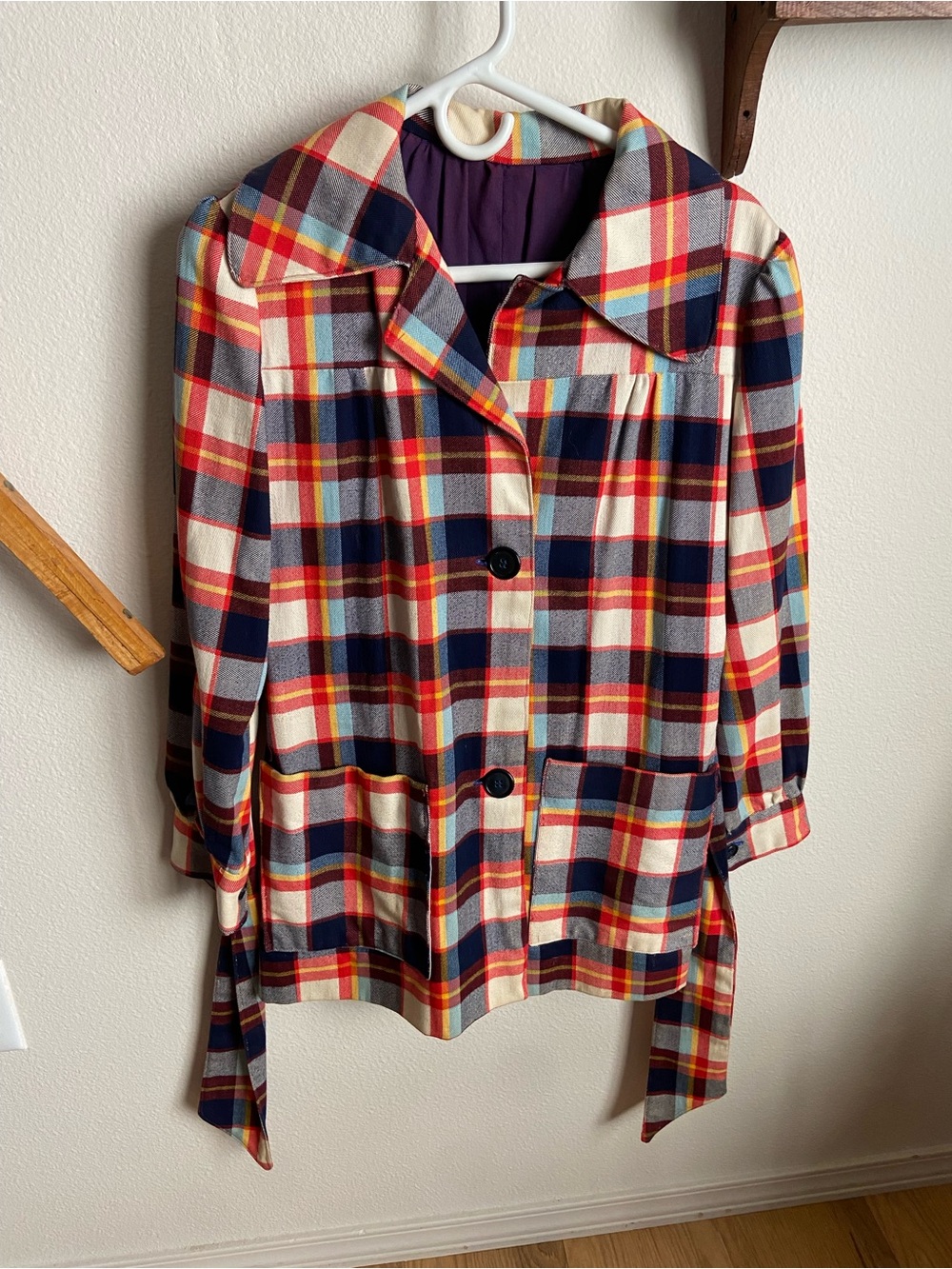Plaid Women's Vintage Pea Coat